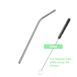 Straws Drinking (s/steel) with Bend (price per each) + FREE Cleaner + RSA Delivery FREE (min qty=10)