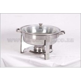 Chafing Dish Round With Glass Lid - Polished 4Lt