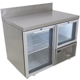 Splashback Underbar Fridge 1150mm - 1 1/2 Door Fridge Star - Swing Glass Drs c/w Castors