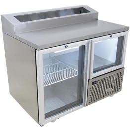 Pizza Top Underbar Fridge 1150mm - 1 1/2 Door Fridge Star - Swing Glass Drs c/w Castors