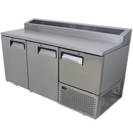 Pizza Top Underbar Fridge 1700mm - 2 1/2 Door Fridge Star - Swing Solid S/Steel Drs c/w Castors