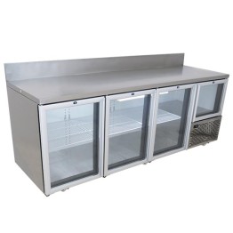 Splashback Underbar Fridge 2300mm - 3 1/2 Door Fridge Star - Swing Glass Drs c/w Castors