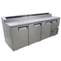 Pizza Top Underbar Fridge 2300mm - 3 1/2 Door Fridge Star - Swing Solid S/Steel Drs c/w Castors