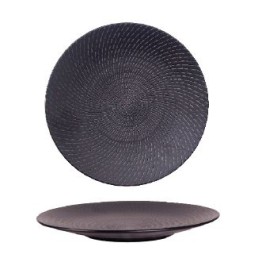 Round Coupe Plate 19- Black Swirl. Min Order Qty=24