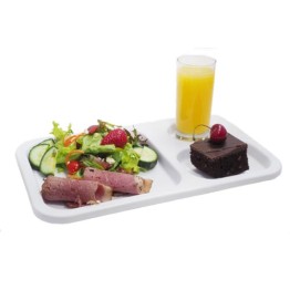 Tuff Tray - 3 Div (White) Cafeteria Tray (345 X 205 X 20mm)