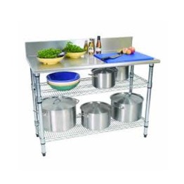 Work Table S/Steel - 2 Tier - Splashback - 1300 X 690 X 870mm